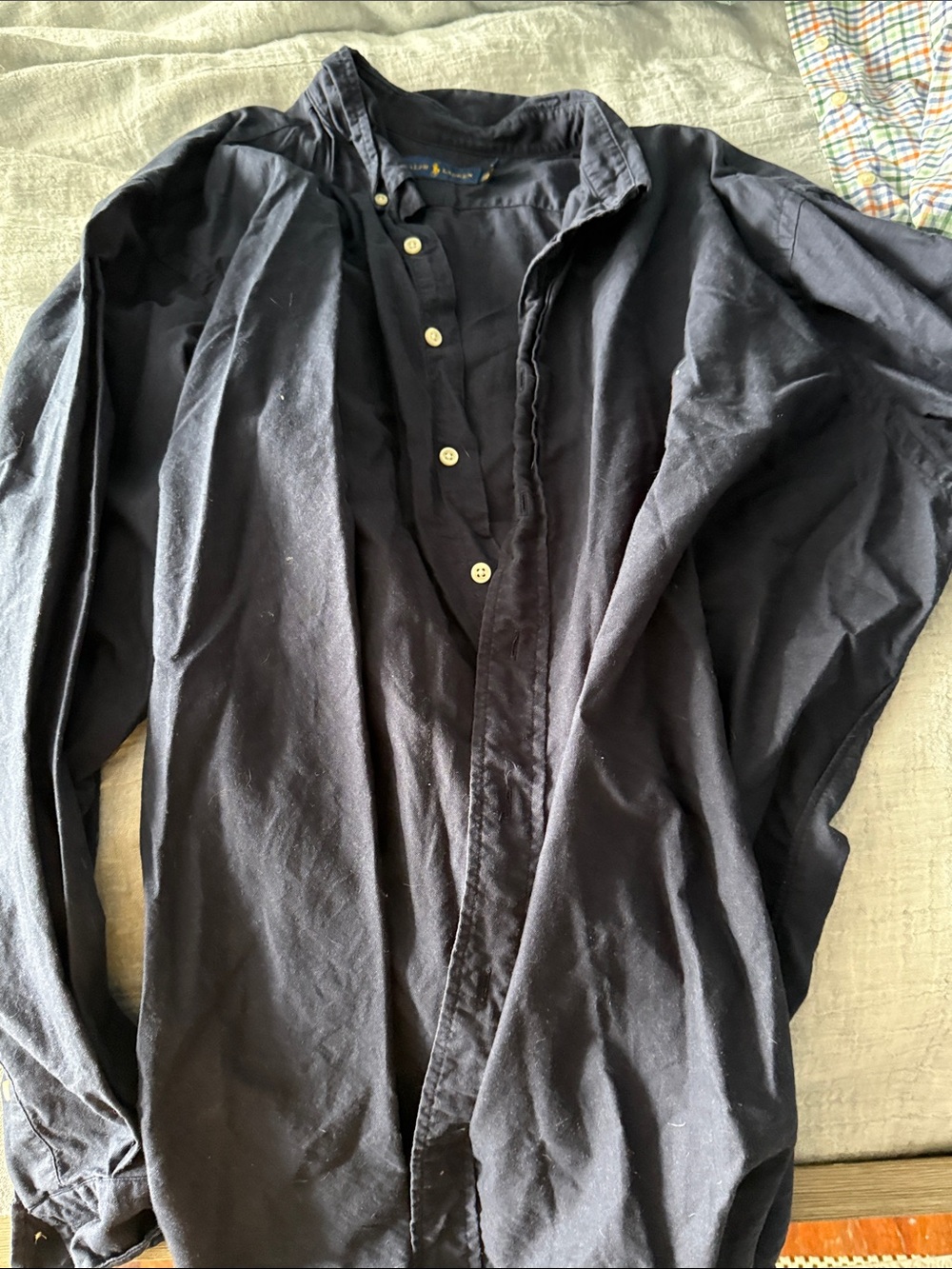 Ralph Lauren Navy Button-Down Long-Sleeve Shirt